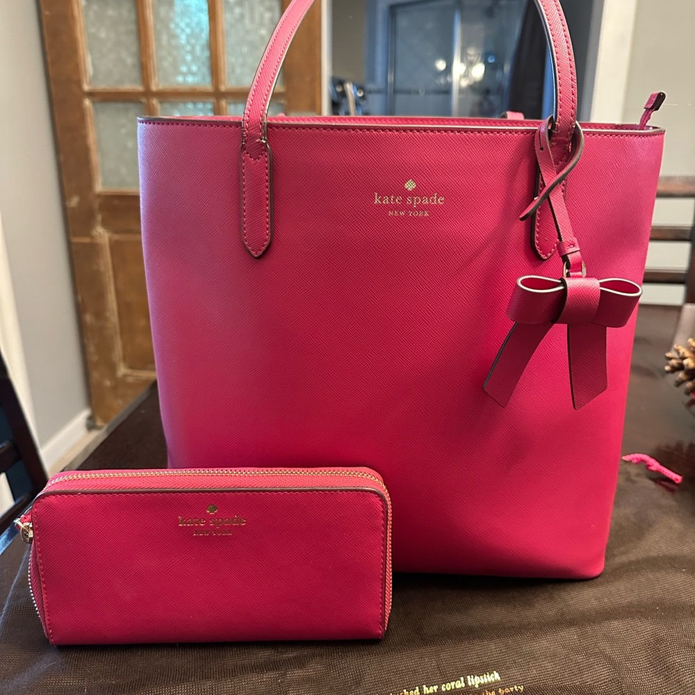 Kate Spade Brynn Tote And Wallet Pink Ruby